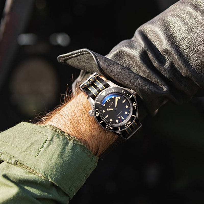 BONEST GATTI Automatic Movement Round Shaped Titanium Alloy Case Sapphire Crystal Nylon Strap Milanese Mesh Bracelet 3ATM Waterproof Luminous BG8001