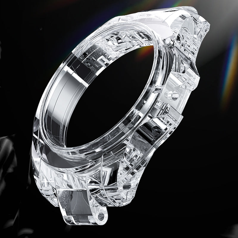 BONEST GATTI Automatic Tourbillon Movement Transparent K9 Crystal Case Skeleton Dial Sapphire Watch Crystal Rainbow Bezel K9 Crystal Bracelet 3ATM Waterproof Luminous BG7002