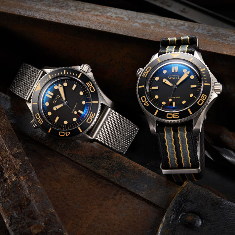 BONEST GATTI Automatic Movement Round Shaped Titanium Alloy Case Sapphire Crystal Nylon Strap Milanese Mesh Bracelet 3ATM Waterproof Luminous BG8001