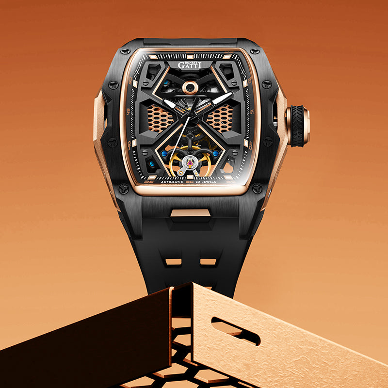 BONEST GATTI Automatic Skeleton Movement Barrel shaped Case Luminous BG5501