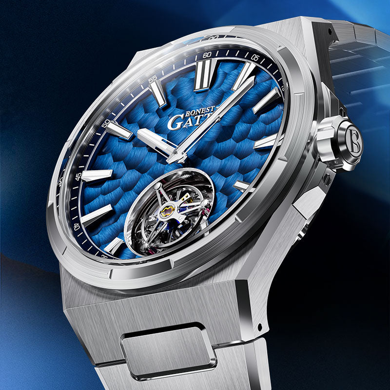 BONEST GATTI Hammer Pattern Automatic Tourbillon Watch Self Wind 80H Power Reserve Sapphire Crystal Luminous Watch BG7005