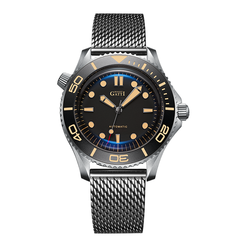 BONEST GATTI Automatic Movement Round Shaped Titanium Alloy Case Sapphire Crystal Nylon Strap Milanese Mesh Bracelet 3ATM Waterproof Luminous BG8001