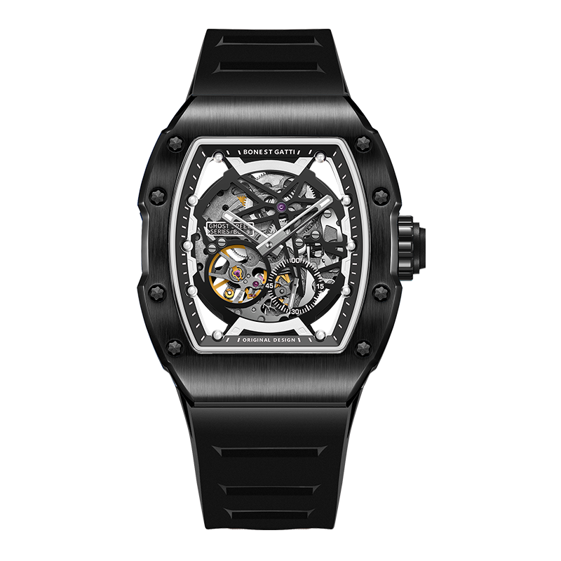 BONEST GATTI CITIZEN Skeleton Automatic Mechanical Movement Sapphire Barrel shaped Case Luminous BG9901-A