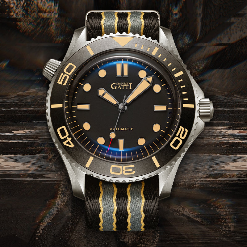 BONEST GATTI Automatic Movement Round Shaped Titanium Alloy Case Sapphire Crystal Nylon Strap Milanese Mesh Bracelet 3ATM Waterproof Luminous BG8001