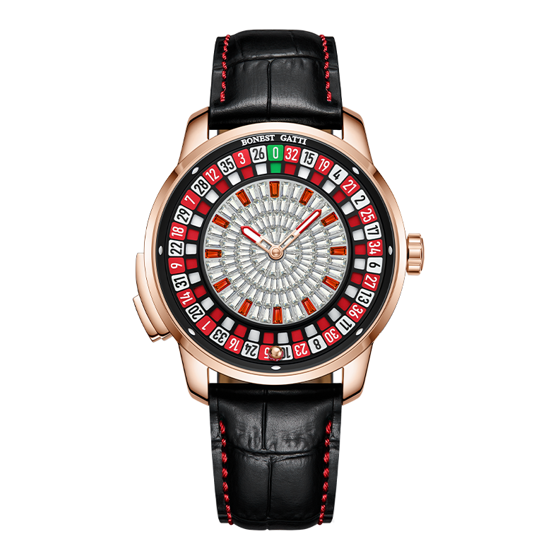BONEST GATTI Gemstone European Roulette Game Watch Automatic Movement Handcrafted Zircon Setting Dial BG8004