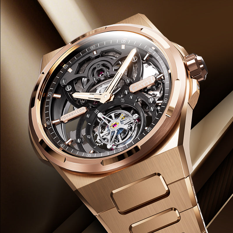 BONEST GATTI Automatic Tourbillon Watch Skeleton Self Wind 80H Power Reserve Sapphire Crystal Luminous Watch BG7004