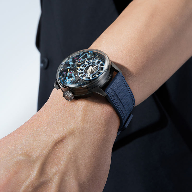 BONEST GATTI Automatic Movement Round Shaped Carbon Fiber Dial watch 316L Case Dome Sapphire Crystal Fluororubber Strap 3ATM Waterproof Luminous BG4002