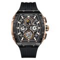 BONEST GATTI Automatic Tonneau Watch Calendar Week Display Skeleton Self Wind Movement Sapphire Crystal Luminous Watch BG5005