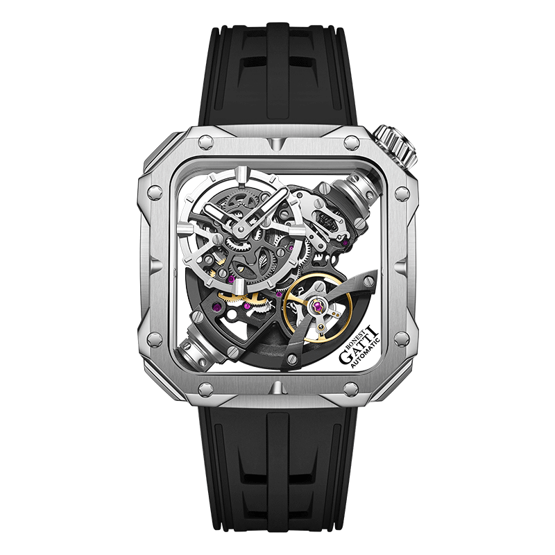 BONEST GATTI Automatic Movement Square shaped Case Fluororubber Strap Luminous BG5804