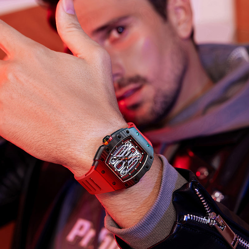 BONEST GATTI Mens Watch Sapphire Carbon Fiber 42H Automatic Citizen Movement Round Shaped Case BG9916