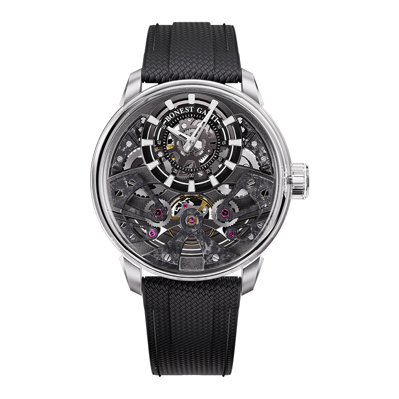 BONEST GATTI Automatic Movement Round Shaped Carbon Fiber Dial watch 316L Case Dome Sapphire Crystal Fluororubber Strap 3ATM Waterproof Luminous BG4002