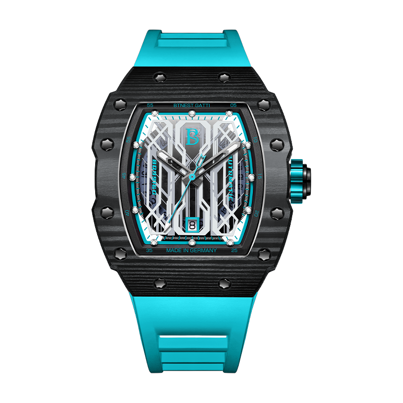 BONEST GATTI Mens Watch Sapphire Carbon Fiber 42H Automatic Citizen Movement Round Shaped Case BG9916