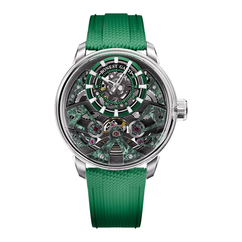 BONEST GATTI Automatic Movement Round Shaped Carbon Fiber Dial watch 316L Case Dome Sapphire Crystal Fluororubber Strap 3ATM Waterproof Luminous BG4002