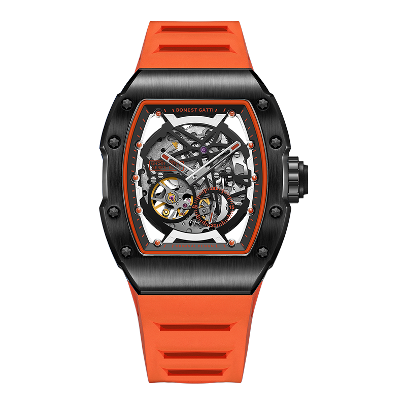 BONEST GATTI CITIZEN Skeleton Automatic Mechanical Movement Sapphire Barrel shaped Case Luminous BG9901-A