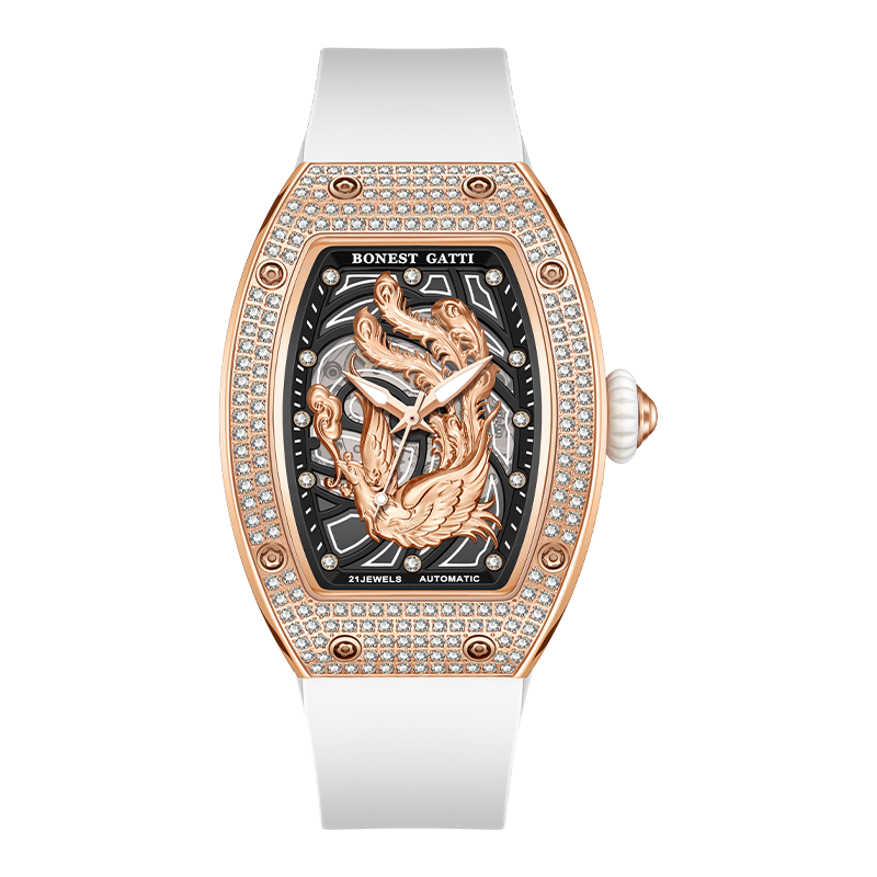 BONEST GATTI Barrel Dragon & Phoenix Couple Watch Automatic Mechanical Movement Luminous BG9910