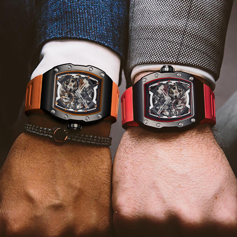 BONEST GATTI CITIZEN Skeleton Automatic Mechanical Movement Sapphire Barrel shaped Case Luminous BG9901-A