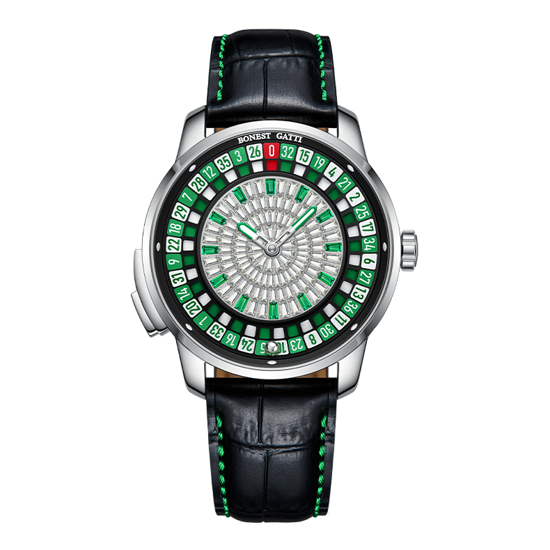 BONEST GATTI Gemstone European Roulette Game Watch Automatic Movement Handcrafted Zircon Setting Dial BG8004