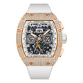BONEST GATTI Automatic Zircon Bezel Barrel Shaped Skeleton Sapphire Crystal Watch BG5004