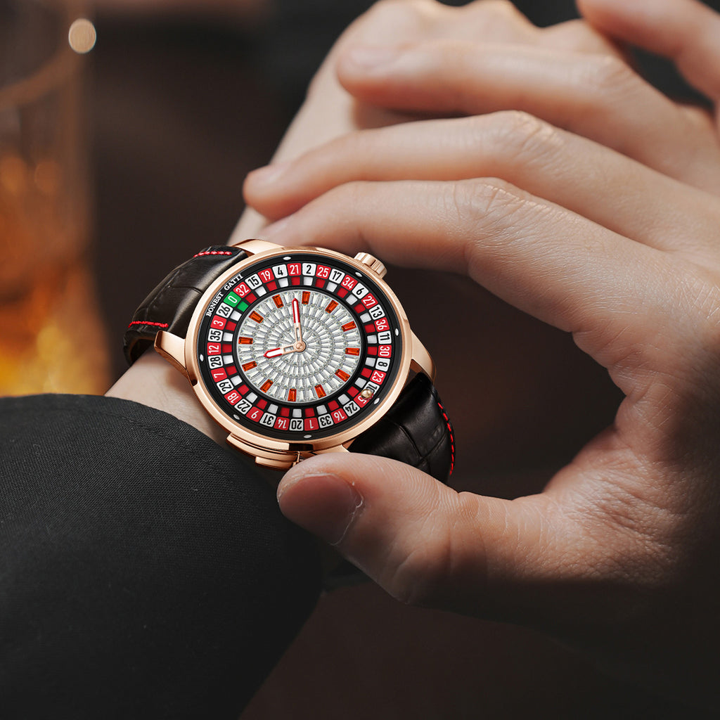 BONEST GATTI Gemstone European Roulette Game Watch Automatic Movement Handcrafted Zircon Setting Dial BG8004