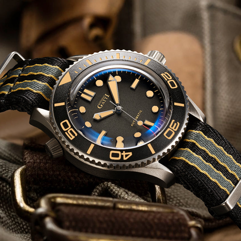 BONEST GATTI Automatic Movement Round Shaped Titanium Alloy Case Sapphire Crystal Nylon Strap Milanese Mesh Bracelet 3ATM Waterproof Luminous BG8001