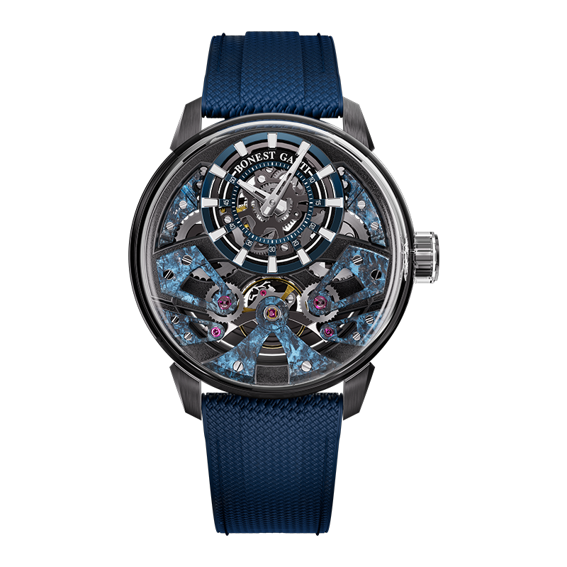 BONEST GATTI Automatic Movement Round Shaped Carbon Fiber Dial watch 316L Case Dome Sapphire Crystal Fluororubber Strap 3ATM Waterproof Luminous BG4002