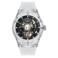 BONEST GATTI Transparent Case Dodecagon Bezel Automatic Skeleton Movement Round Shaped Fluororubber Strap Watch BG6003-R2