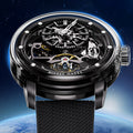 BONEST GATTI Automatic Movement Round Shaped Carbon Fiber Dial watch 316L Case Dome Sapphire Crystal Fluororubber Strap 3ATM Waterproof Luminous BG4003