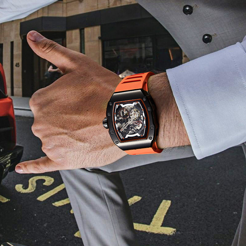 BONEST GATTI CITIZEN Skeleton Automatic Mechanical Movement Sapphire Barrel shaped Case Luminous BG9901-A