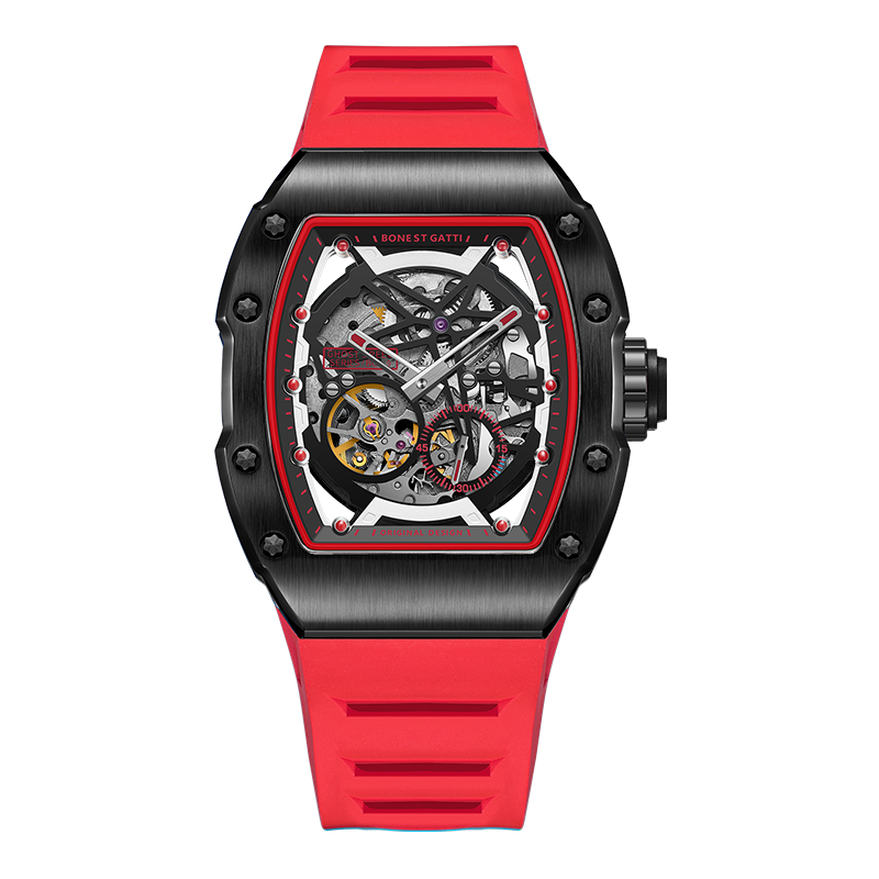 BONEST GATTI CITIZEN Skeleton Automatic Mechanical Movement Sapphire Barrel shaped Case Luminous BG9901-A