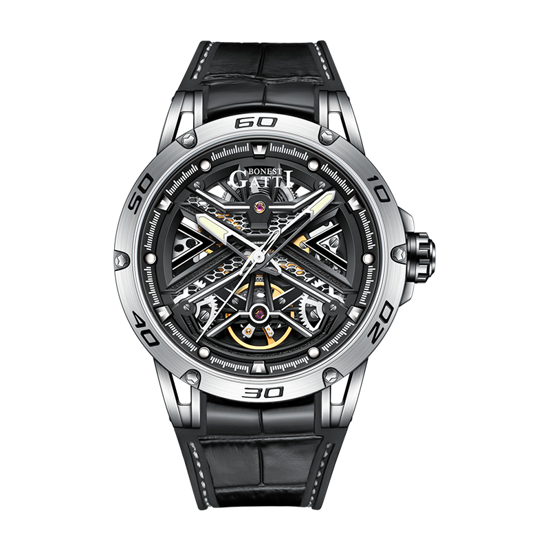 BONEST GATTI SkeletonDial Citizen Movement Sapphire Mirror Round Shaped BG-4601