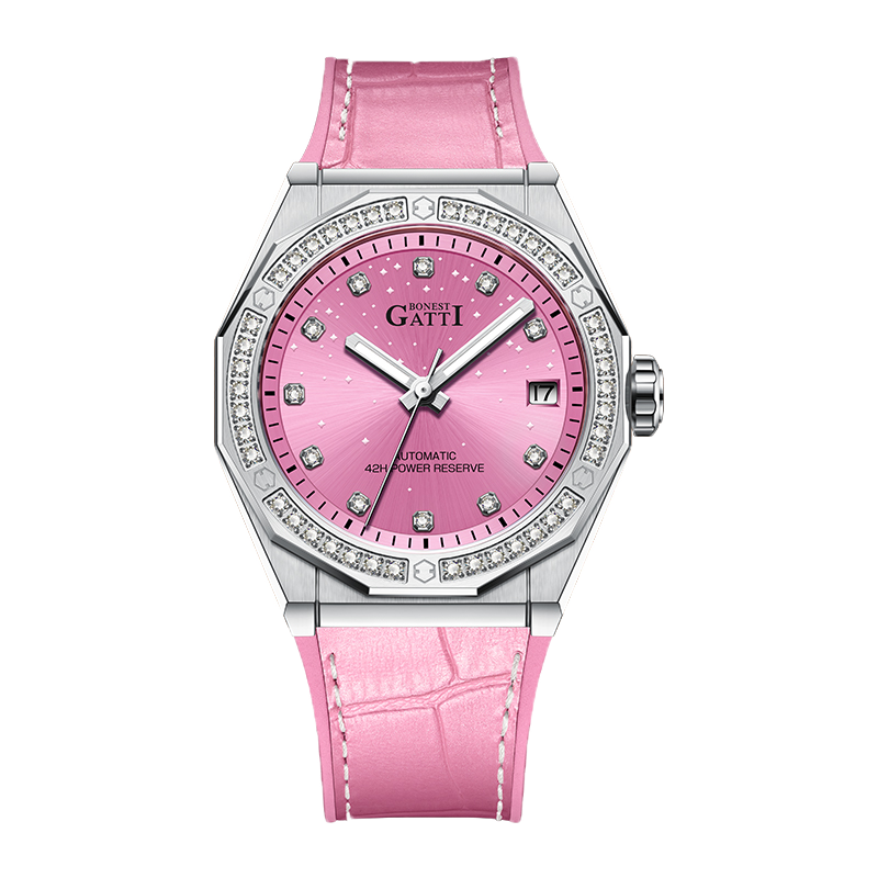 BONEST GATTI 42 Zirconia Stones Bezel Crystal Sapphire CITIZEN Automatic Movement Round Shaped 316L Case date display IP68 Watch BG8902