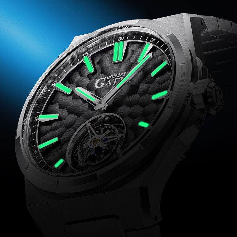 BONEST GATTI Hammer Pattern Automatic Tourbillon Watch Self Wind 80H Power Reserve Sapphire Crystal Luminous Watch BG7005