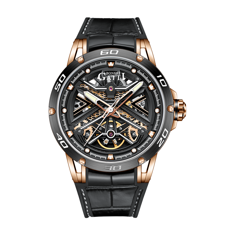 BONEST GATTI SkeletonDial Citizen Movement Sapphire Mirror Round Shaped BG-4601