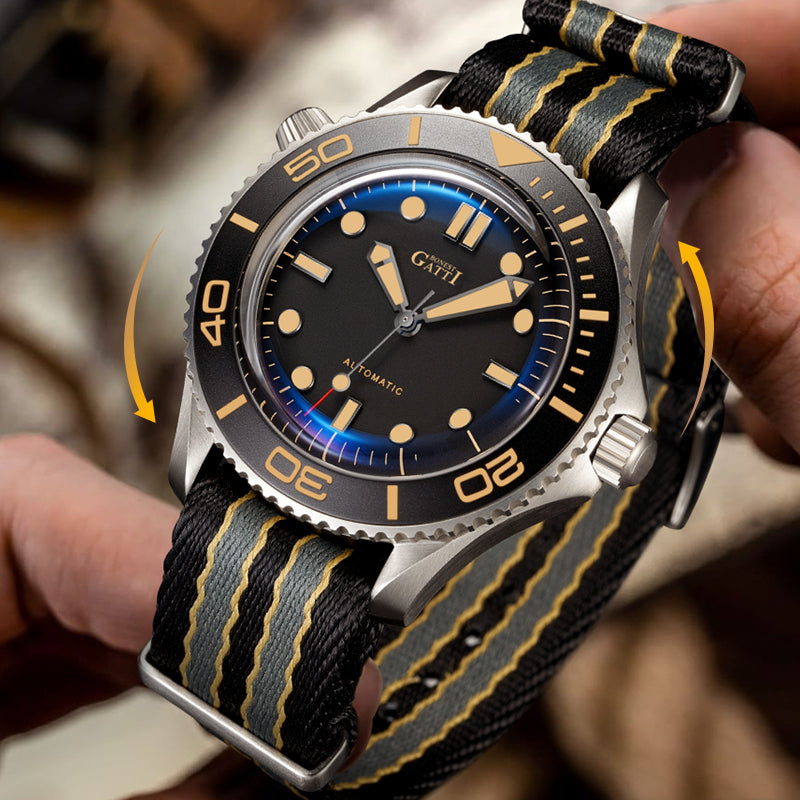 BONEST GATTI Automatic Movement Round Shaped Titanium Alloy Case Sapphire Crystal Nylon Strap Milanese Mesh Bracelet 3ATM Waterproof Luminous BG8001