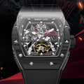 BONEST GATTI Automatic Tonneau Watch Spartan Warrior Series Carbon Fiber Skeleton Self Wind Movement Sapphire Crystal Luminous Watch BG9009