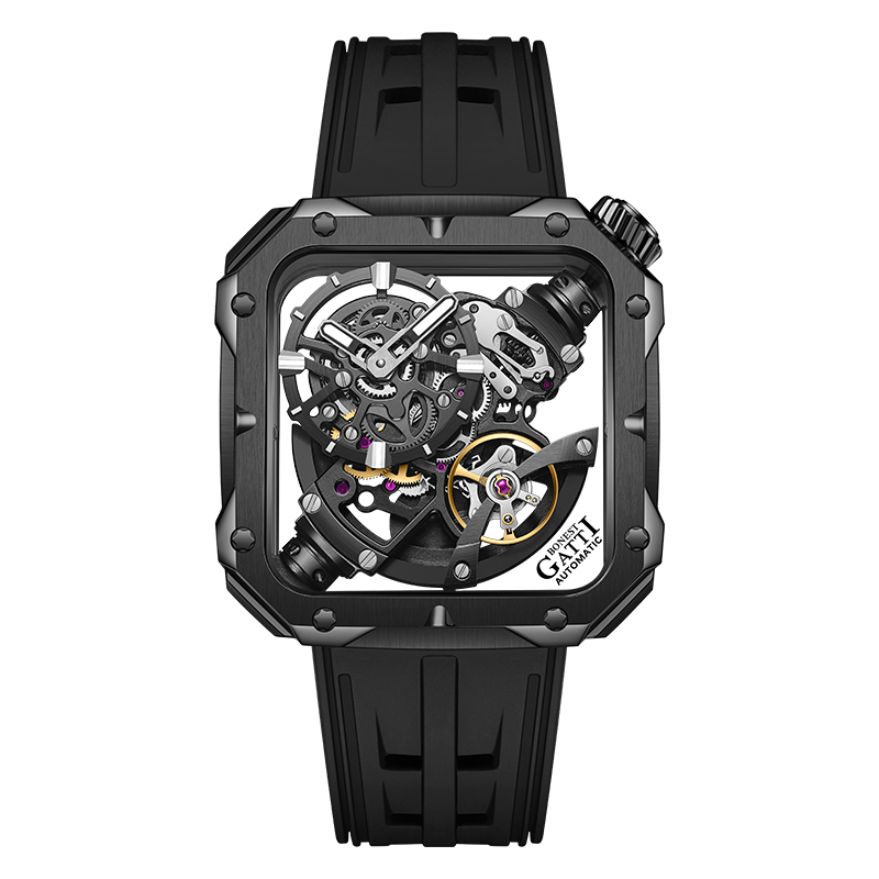 BONEST GATTI Automatic Movement Square shaped Case Fluororubber Strap Luminous BG5804