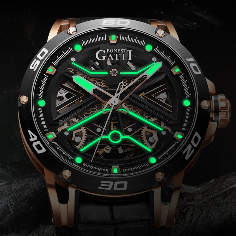 BONEST GATTI SkeletonDial Citizen Movement Sapphire Mirror Round Shaped BG-4601