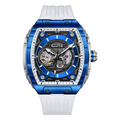 BONEST GATTI Tonneau Automatic Men Watch Barrel shaped Skeleton Self Wind Movement Watch Sapphire Crystal Luminous BG5602