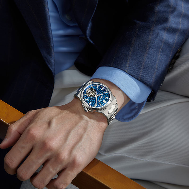 BONEST GATTI Hammer Pattern Automatic Tourbillon Watch Self Wind 80H Power Reserve Sapphire Crystal Luminous Watch BG7005