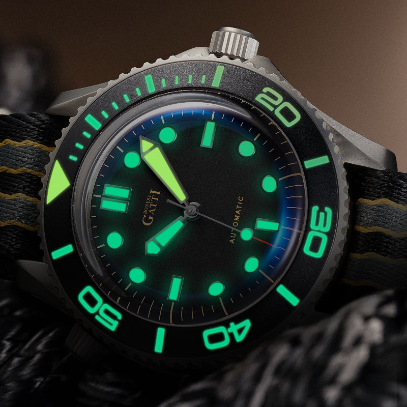 BONEST GATTI Automatic Movement Round Shaped Titanium Alloy Case Sapphire Crystal Nylon Strap Milanese Mesh Bracelet 3ATM Waterproof Luminous BG8001