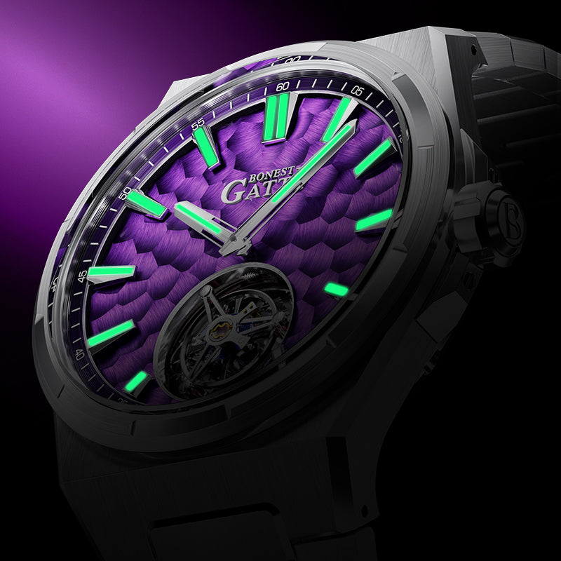 BONEST GATTI Hammer Pattern Automatic Tourbillon Watch Self Wind 80H Power Reserve Sapphire Crystal Luminous Watch BG7005