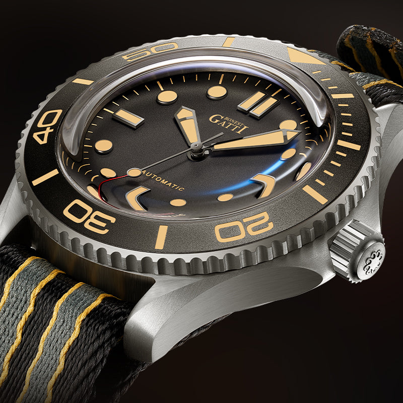 BONEST GATTI Automatic Movement Round Shaped Titanium Alloy Case Sapphire Crystal Nylon Strap Milanese Mesh Bracelet 3ATM Waterproof Luminous BG8001