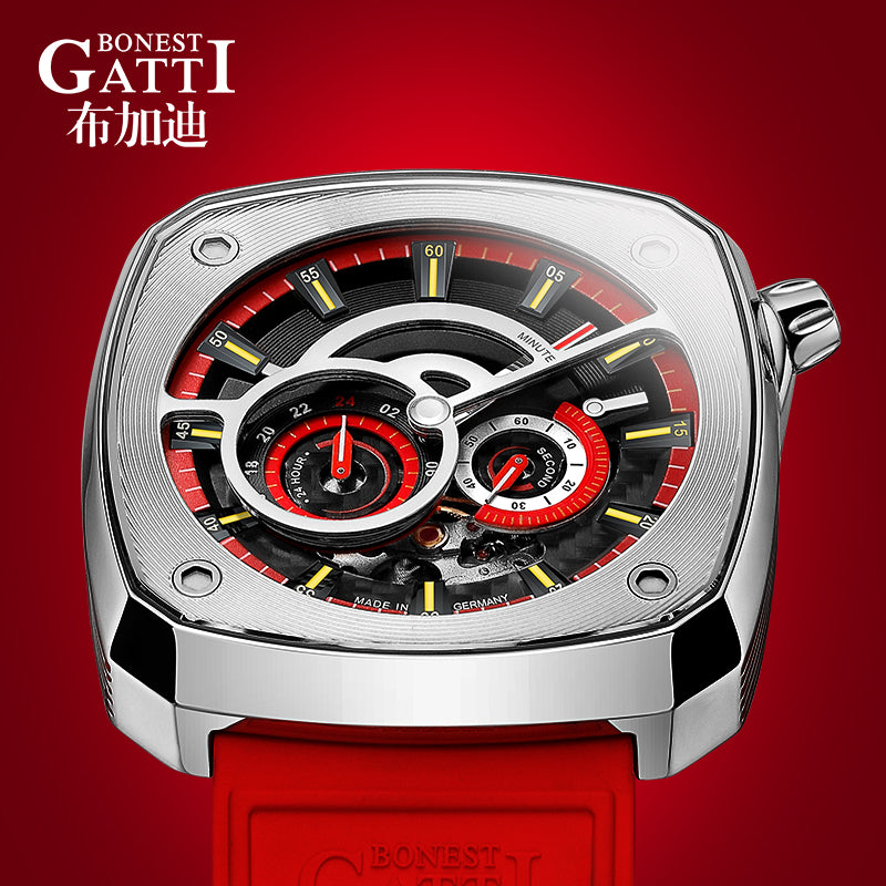BONEST GATTI Automatic Skeleton Movement Square shaped Case Luminous BG6601-A