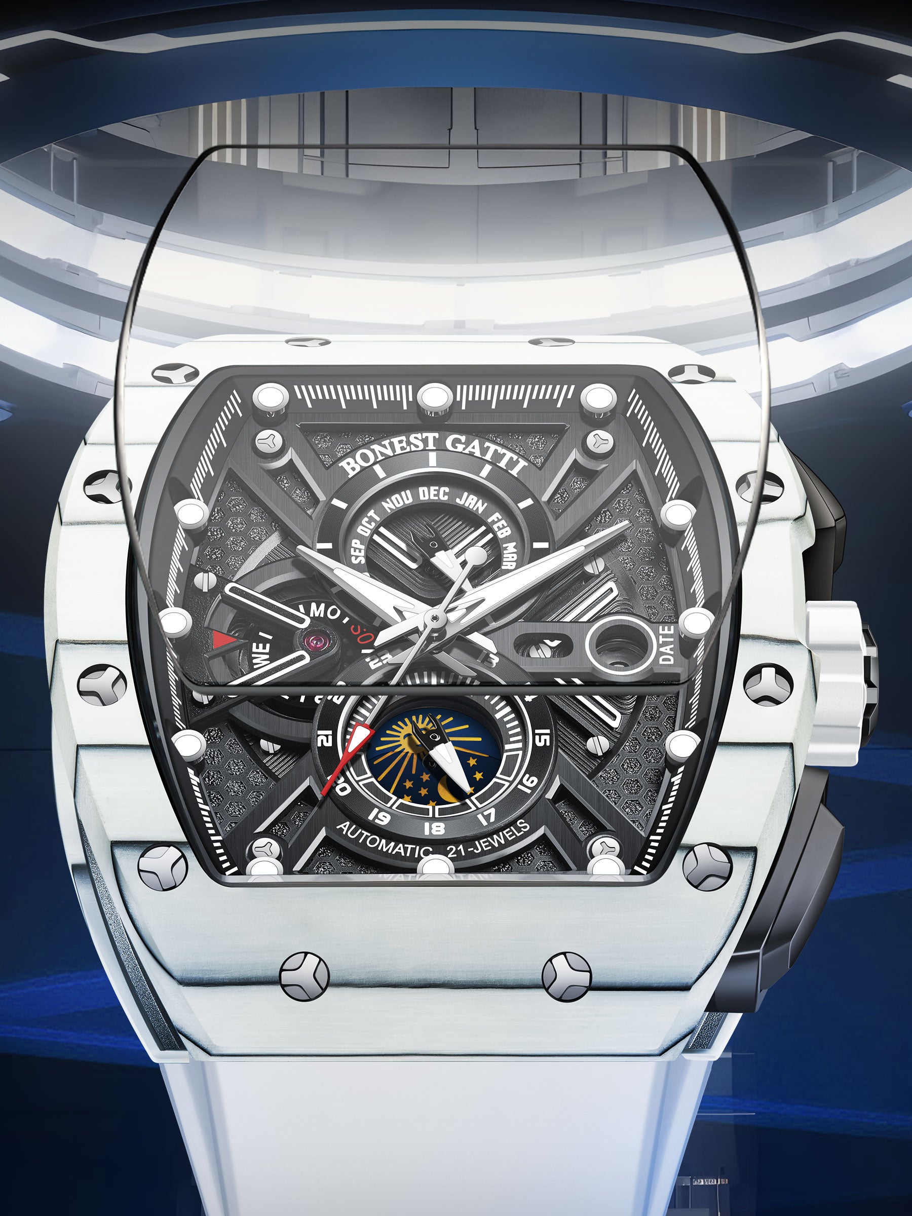 BG9007 Automatic Carbon Fiber case sapphire crystal glass men’s watch with multi function