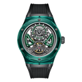 BONEST GATTI Transparent Case Dodecagon Bezel Automatic Skeleton Movement Round Shaped Fluororubber Strap Watch BG-5807