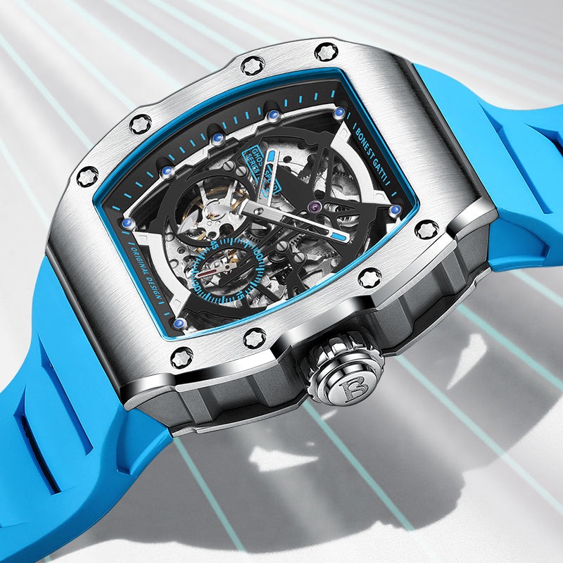 BONEST GATTI CITIZEN Skeleton Automatic Mechanical Movement Sapphire Barrel shaped Case Luminous BG9901-A