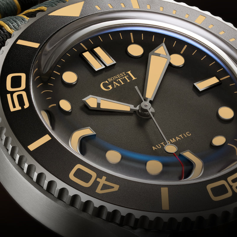 BONEST GATTI Automatic Movement Round Shaped Titanium Alloy Case Sapphire Crystal Nylon Strap Milanese Mesh Bracelet 3ATM Waterproof Luminous BG8001