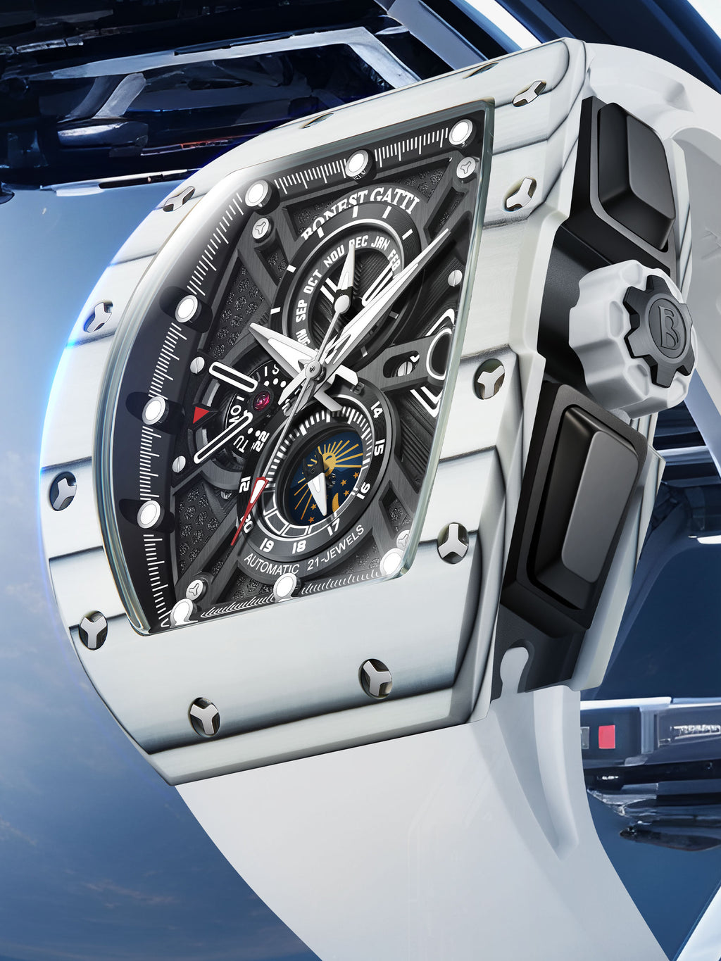 BG9007 Automatic Carbon Fiber case sapphire crystal glass men’s watch with multi function