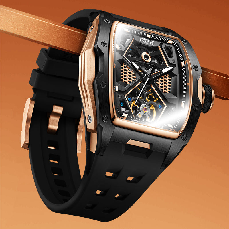 BONEST GATTI Automatic Skeleton Movement Barrel shaped Case Luminous BG5501