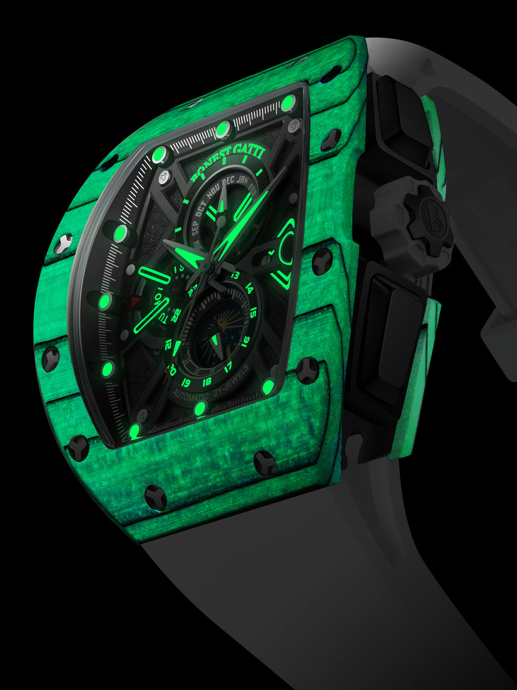BG9007 Automatic Carbon Fiber case sapphire crystal glass men’s watch with multi function